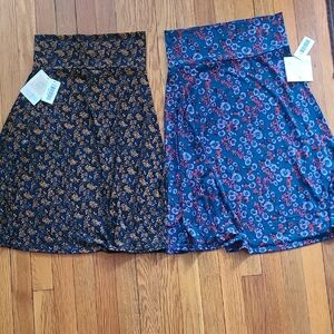 LuLaRoe A-Line Skirt Set - Navy and Blue Floral